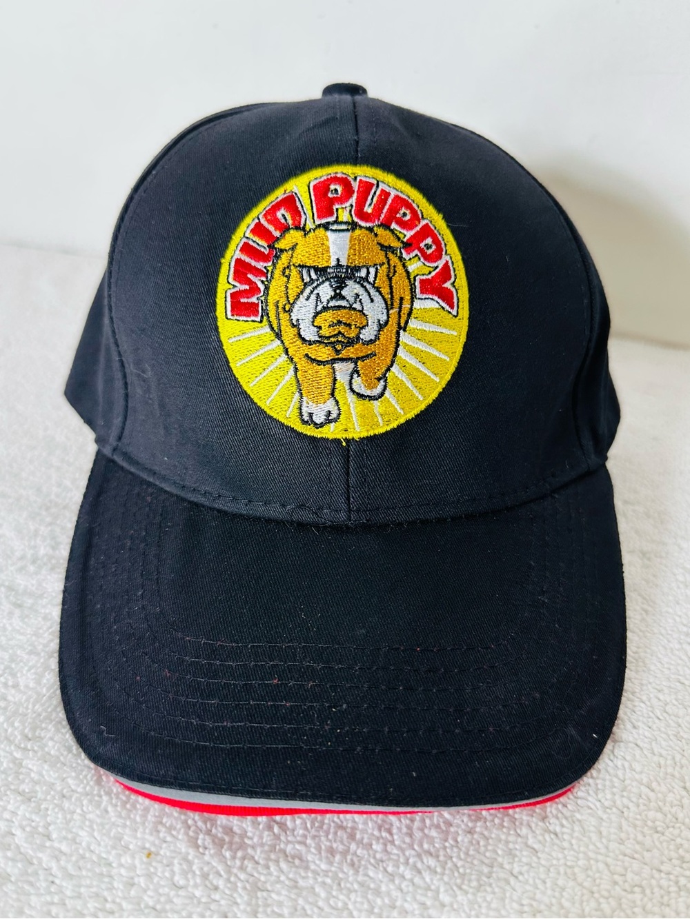 Vintage Black Mud Puppy Drilling Hat Embroidered Bulldog Snapback